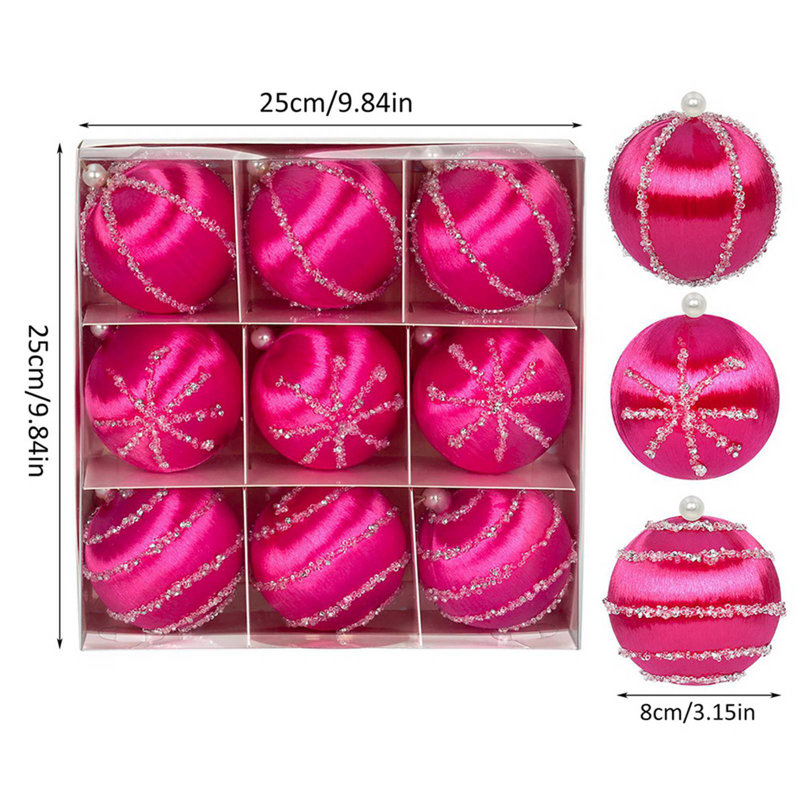 9 Pcs / ensemble Boule De Noël Soyeuse Boule D'arbre De Noël Pendentif Arbre De Noël Décoration