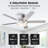 Vaczon 52" Flush Mount Smart Dimmable Ceiling Fan with 3CCT LED Lights, Double-Sided Wood Blades, 6-Speed Reversible DC Motor, Timer, Remote and App Control