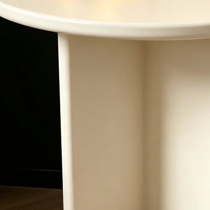 Console moderne semi-circulaire de couleur unie, H 33,46 po x l 47,24 po x P 13,78 po, Crème, Crème, Crème