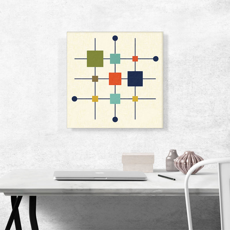 «Mid-Century Modern on Rods» - Impression sur toile tendue, H 18 po x l 18 po x P 0,75 po