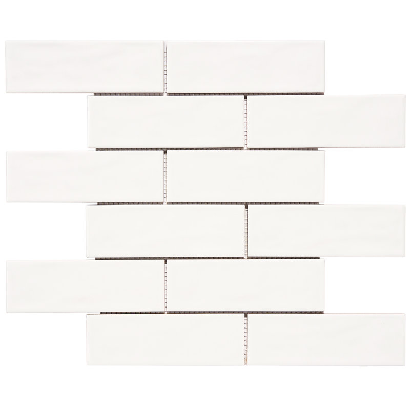 2" x 6" Porcelain Brick Joint Mosaic Wall & Floor Tile, White