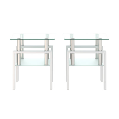 Tempered Glass Tea Table With Metal Legs