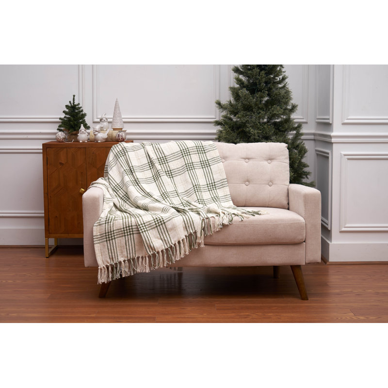  Plaid Throw Blanket, Gold