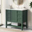 Meuble-lavabo en bois massif et panneau de fibres à densité moyenne de 36 pouces avec lavabo, armoire et trois tiroirs pour un rangement spacieux et durable-116332566