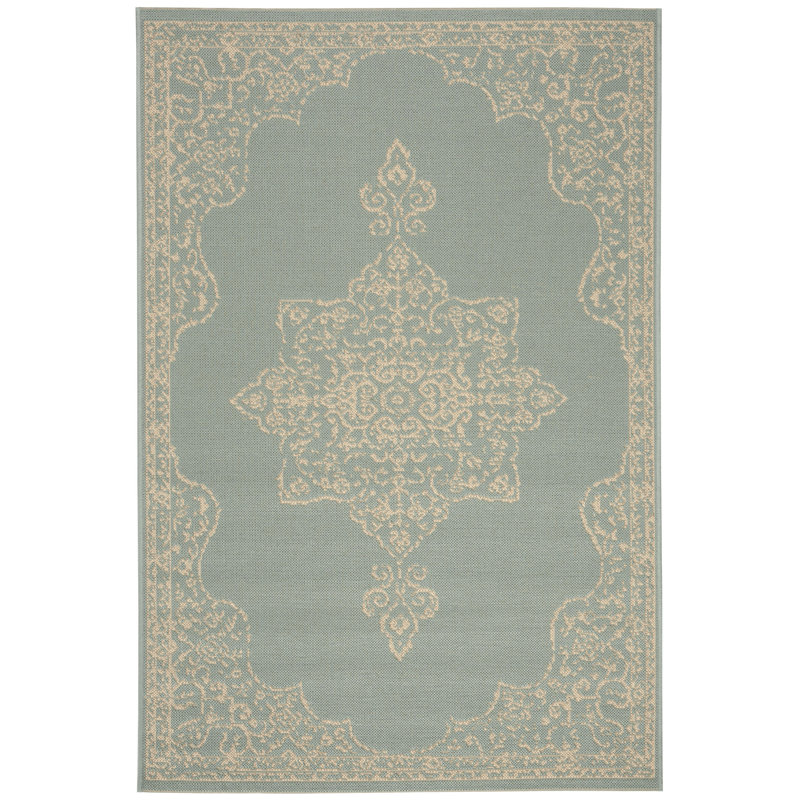 Tapis oriental crème / turquoise Danya, Rectangulaire 3 pi x 5 pi