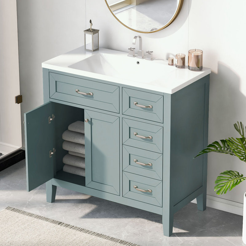 Rangement pour salle de bain Berdyne, Vert menthe, Argent