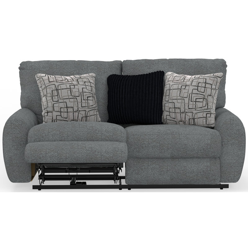 Beyla Deep Seating Power Reclining Loveseat with USB Charging Ports, Gray Chenille