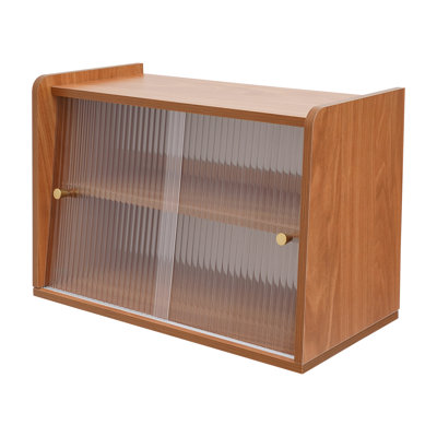2-Tier Bread Box Countertop Storage Cabinet With Sliding Doors For Kitchen Counter 66.14Lbs Weight Capacity