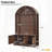 Farmhouse Fabric Arched Top Hall Tree with 5 Metal Hooks, All-in-One Mudroom Furniture with Adjustable Shelves, Mid-Century Fluted Door Entryway Bench-1533000557
