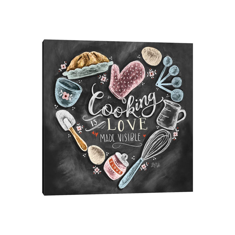 «Kitchen With Love Heart» par Lily & Val - reproduction sur toile tendue, H 12 po x l 12 po x P 0,75 po