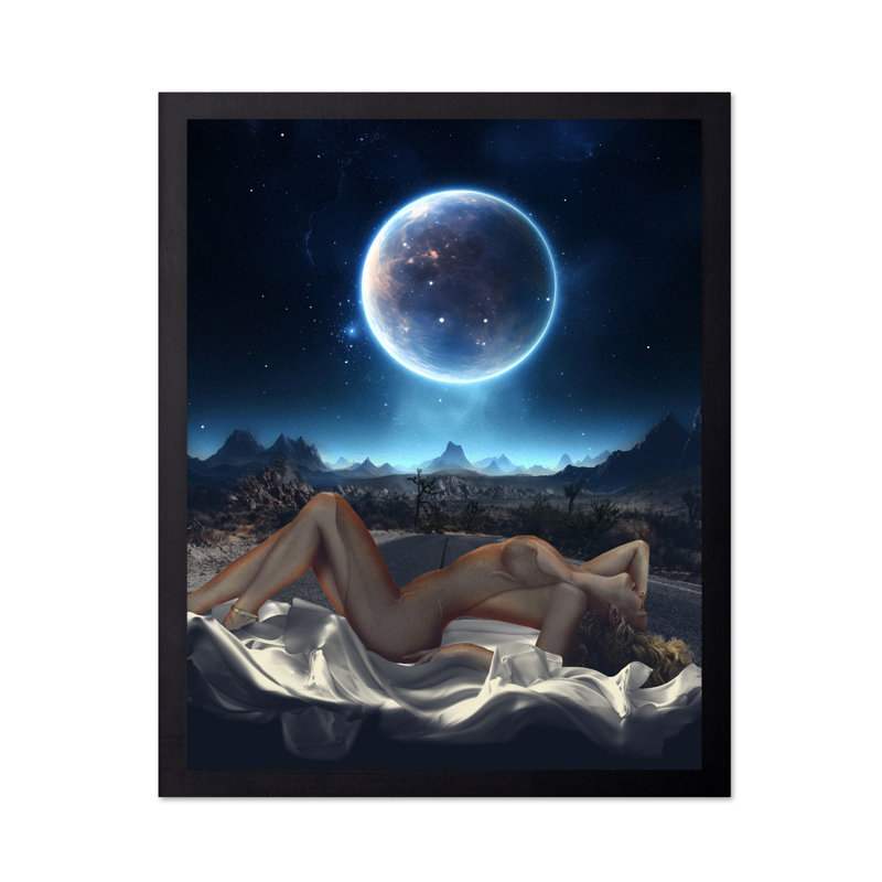 Pin-up et espace, Black Framed, Poster, 18"H x 24"W