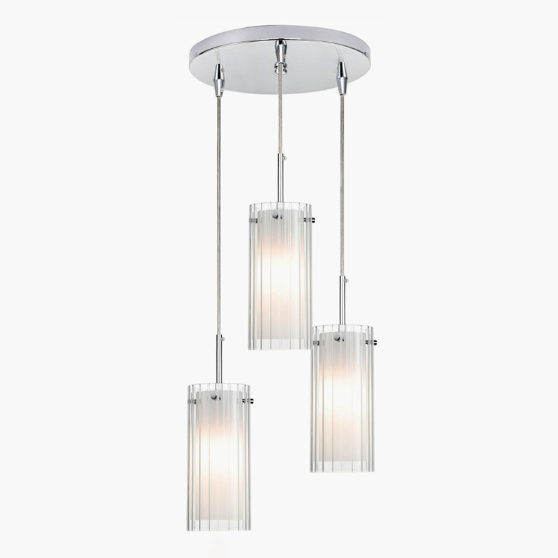 Luminaire suspendu moderne en grappe pour îlot de cuisine 3 lumières Chrome