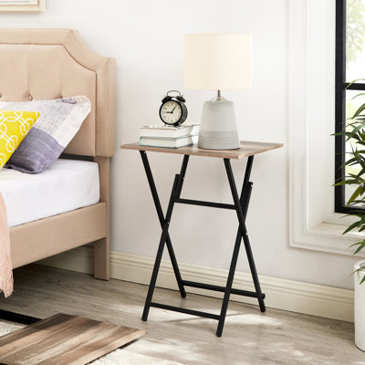 Tables-tablettes portatives pliantes portatives, brun rustique et noir, espace pour les petites pièces, table de chevet fiable, finition noire, appartements, fonctionnelles