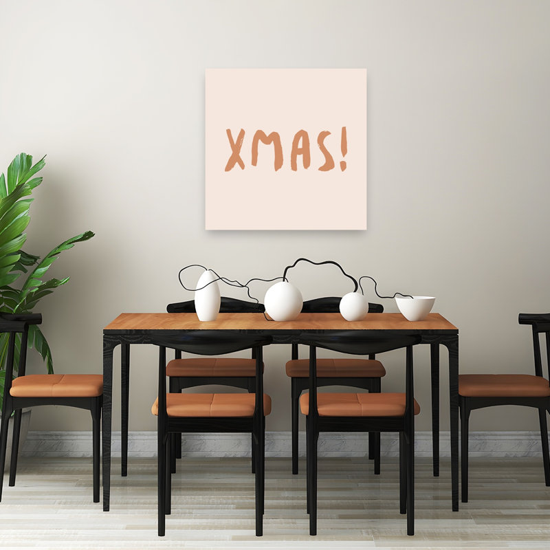 Cheerful Xmas Lettering Abstract Contemporary Wall Art Print 1 Piece Wrapped Canvas Wall Art, 81.28cm H x 81.28cm W