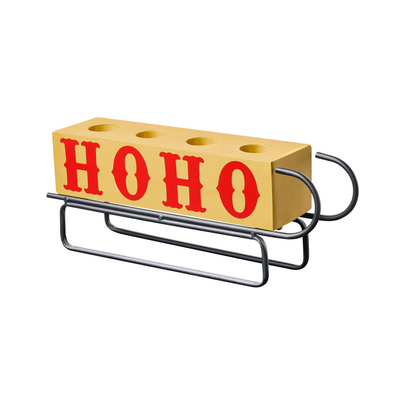 Iron Tabletop Tealight Holder, Yellow/Red