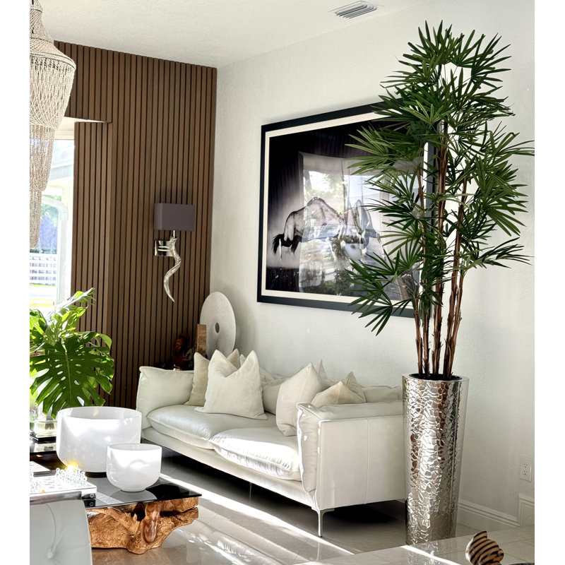Lady Faux Palm Tree in Metal Planter