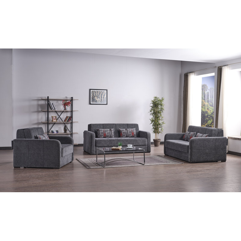 Twin 73'' Upholstered Convertible Sofa, Gray Chenille
