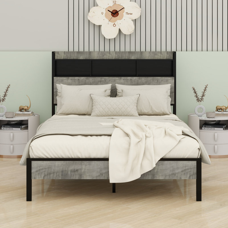 Lit plateforme avec rangement et accessoires, Double