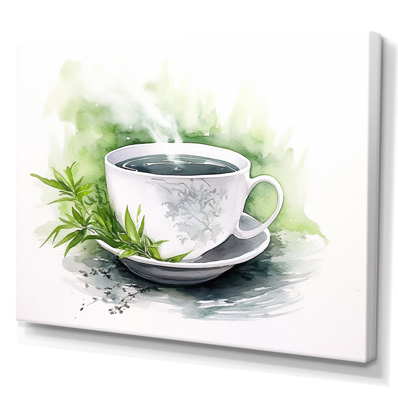 «White Oriental Tea Elegance - China», art mural, H 34 po x l 44 po x P 1,5 po, Toile tendue