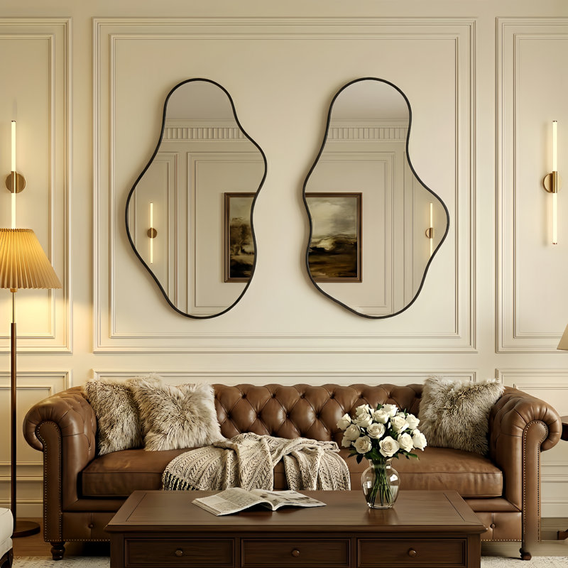 Ensemble de miroirs muraux asymétriques irréguliers, 43 po x 26 po, Noir