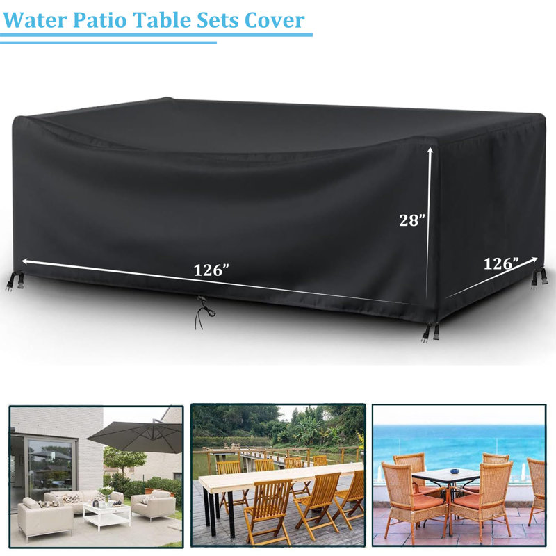 Housses pour meubles d'extérieur imperméables, H 28 po x l 126 po x P 126 po, Noir