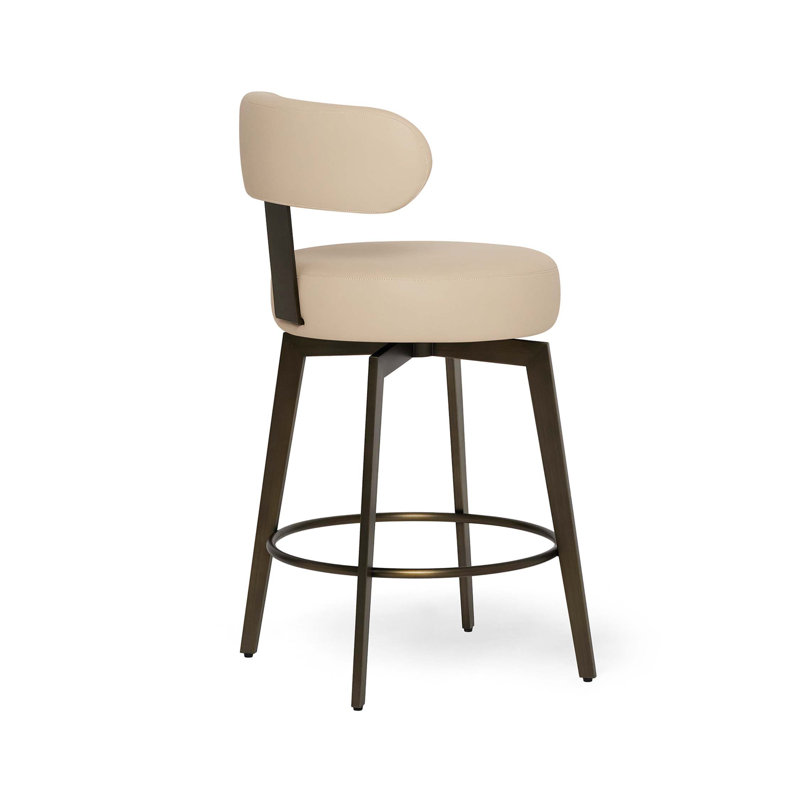 Clermont Stool, Counter Stool (25" Seat Height), Cream Latte Seat/Antique Bronze Frame