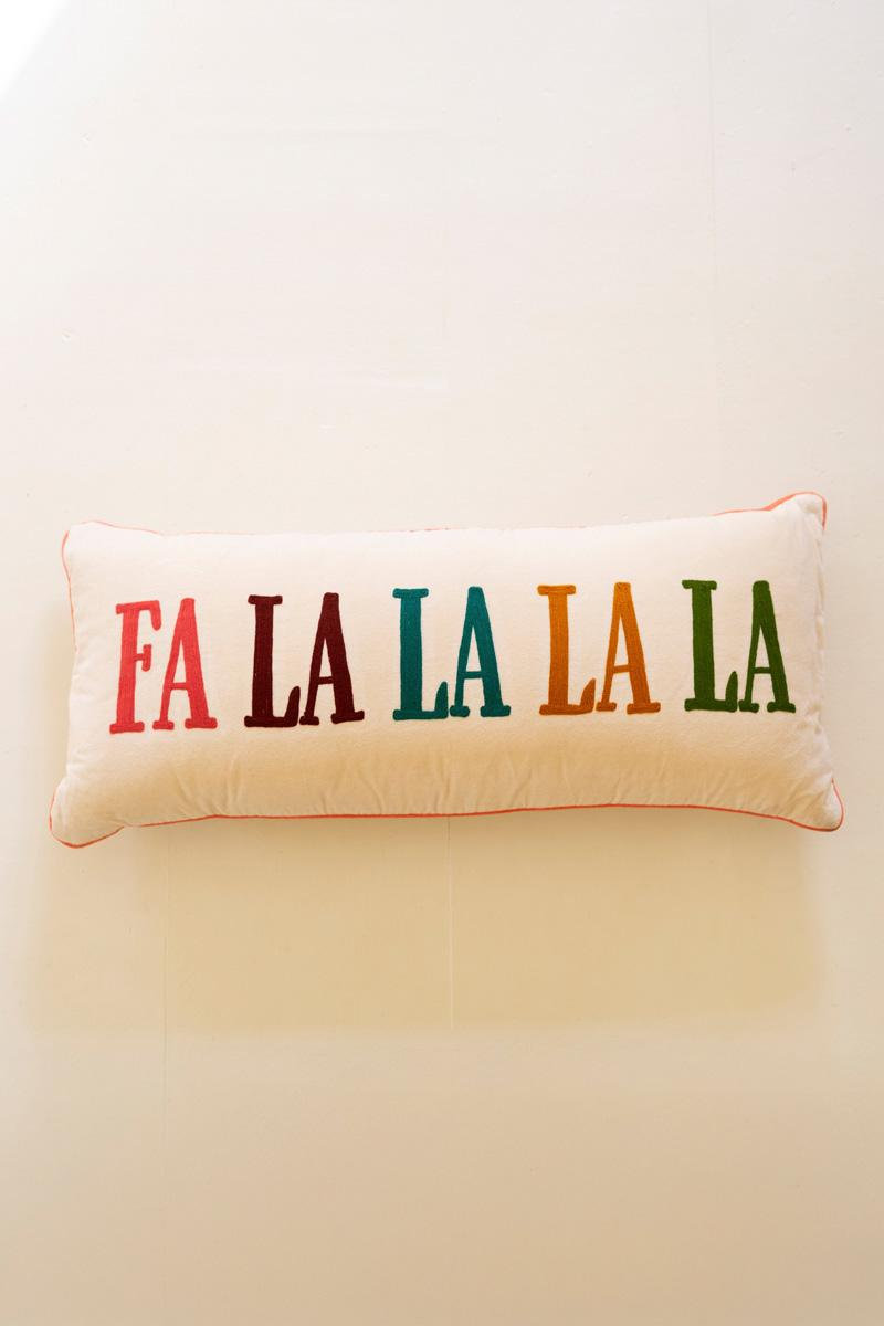 VELVET EMBROIDERY PILLOW - FALALALALA