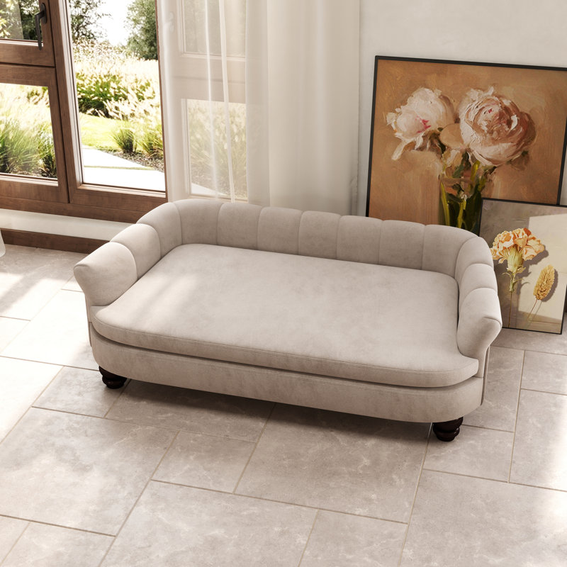Lit tapissier pour animal de compagnie en velours, Gris