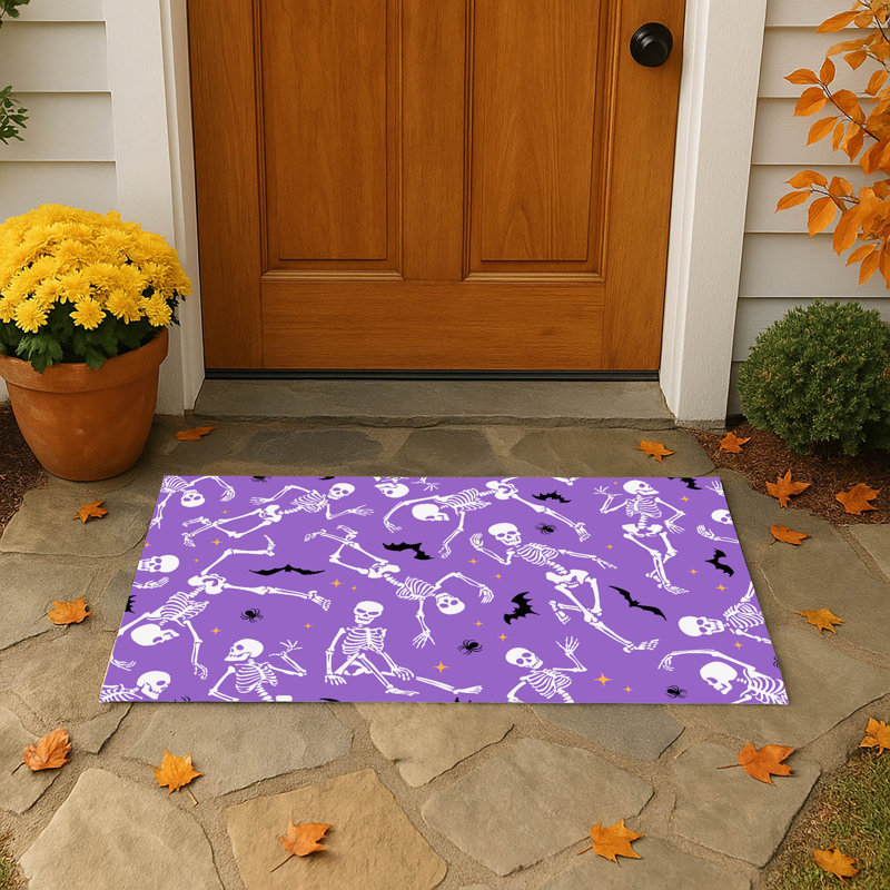 Tapis d'extérieur Skeleton Boogie, L 21 po x L 34 po, Mauve