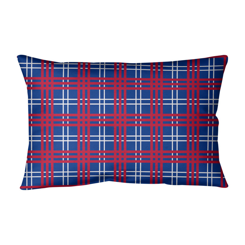 Housse de coussin et insert de coussin rectangulaires Buffalo Luxury, Bleu / blanc / rouge, Lin