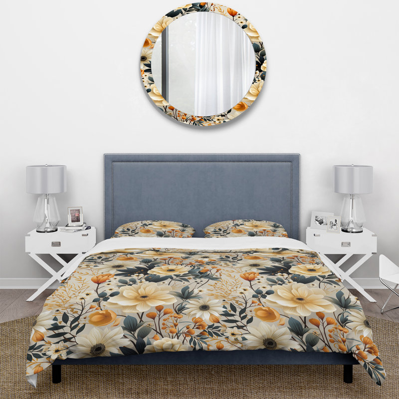 Literie, coquelicots et fleurs terreuses, Housse de couette simple + 1 taie décorative stan
