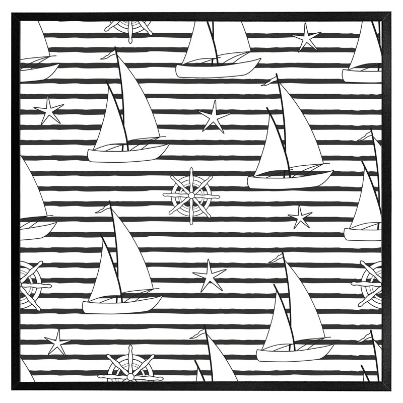 Arv Sailboats - Single Picture Frame Print, Black Framed, 31cm H x 31cm W x 4cm D