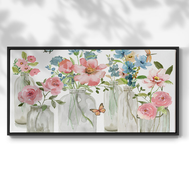 Butterfly Garden Collections - Toile tendue avec châssis encadré - Prêt à accrocher, H 17 po x l 33 po, Noir