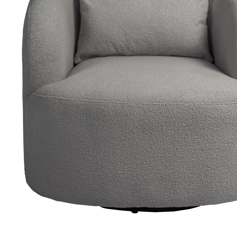 Aunna 34" Sherpa Upholstered Swivel Barrel Chair, Taupe Polyester