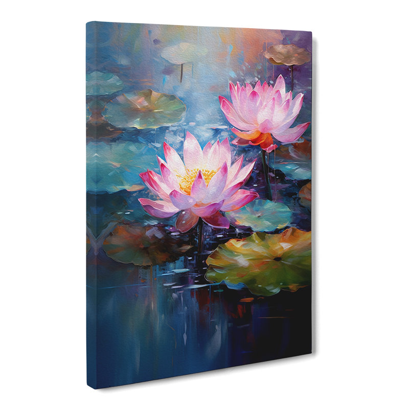 Lotus Flower Impressionism No.2 - Wrapped Canvas, 50cm H x 35cm W x 3cm D