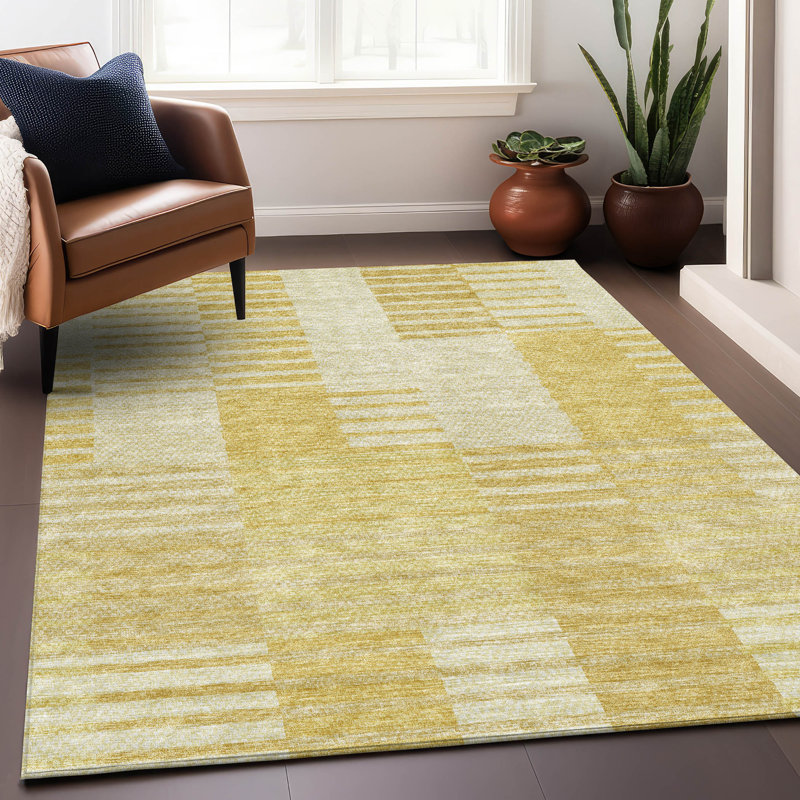 Tapis miel Prisco lavable à la machine de qualité supérieure, Rectangle 9 pi x 12 pi