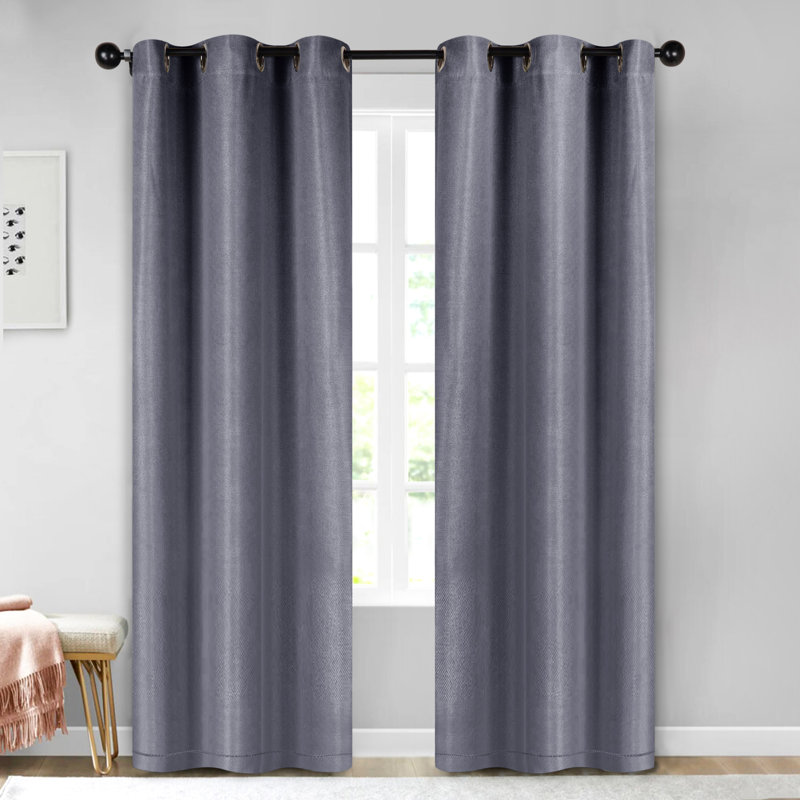 Polyester Thermal Insulated Room Darkening Curtain Panels, 42" W x 108" L, Silver
