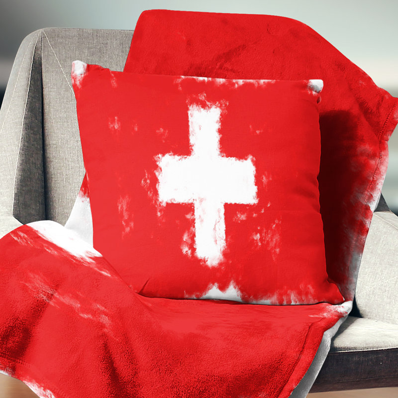 Drapeau de la Suisse - coussin imprimé de cartes et drapeaux, 16 po x 1 po, Coussin décoratif
