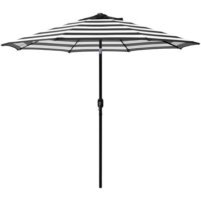 Highland Dunes 9ft Octagon Tilt And Crank Black/white Stripes Market/patio Umbrella