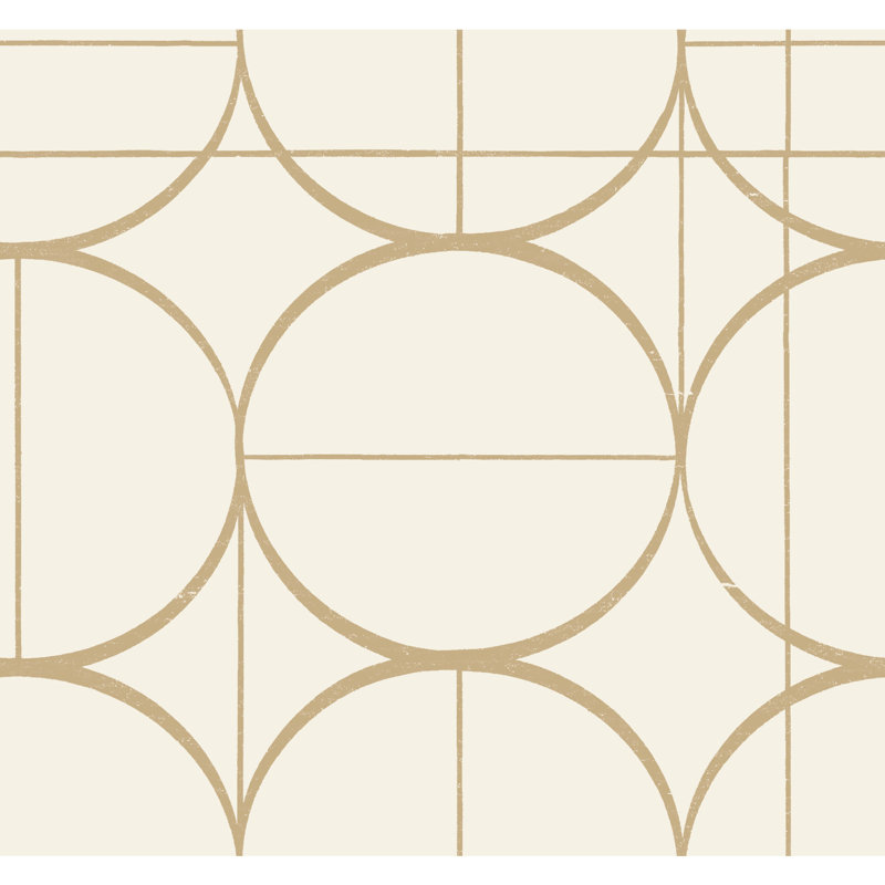 Geometric Metallic Wallpaper Roll, Cream/Gold