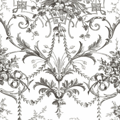 Laura Ashley Tuileries Charcoal Grey Wallpaper