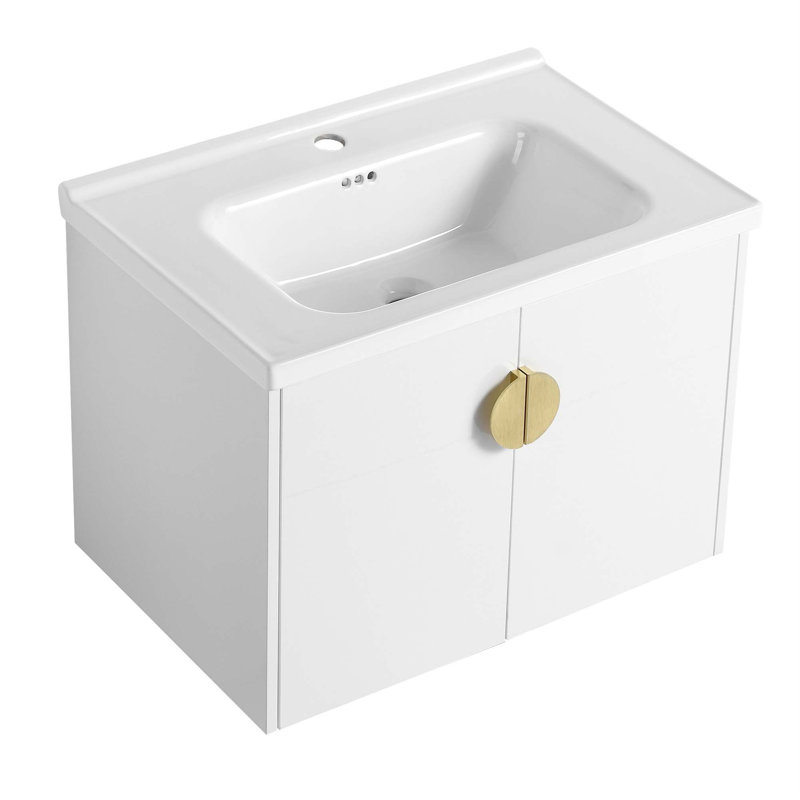 Meuble-lavabo à fermeture en douceur avec lavabo, pour petite salle de bain