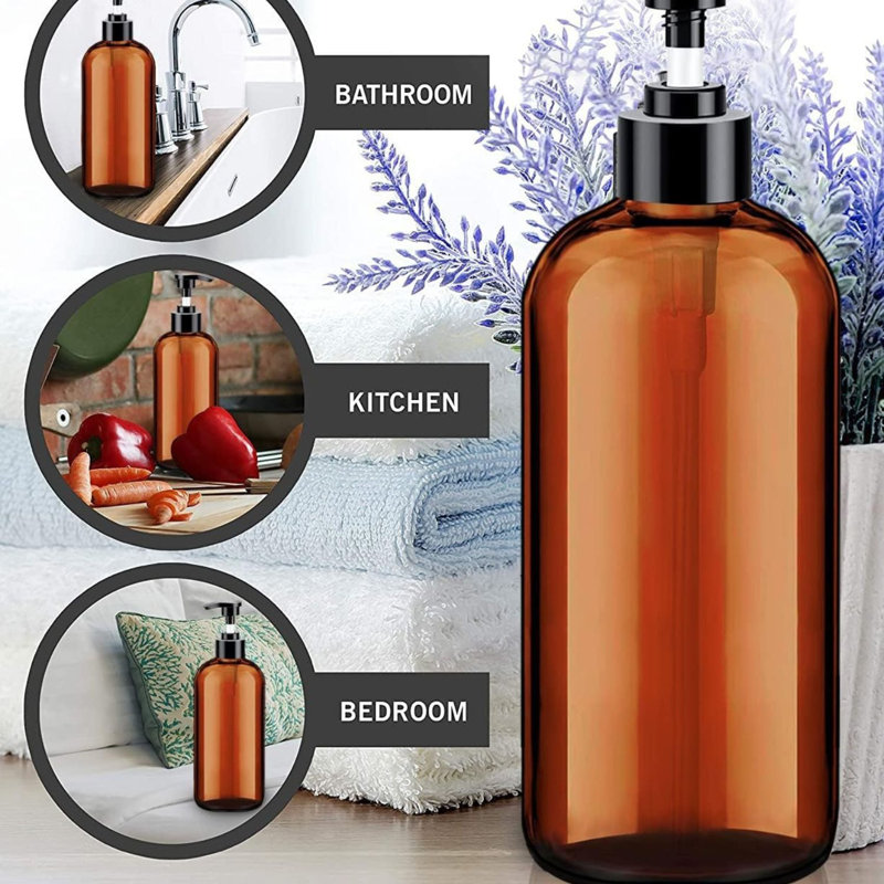 Ensemble de 2 bouteilles de pompe en plastique Amber