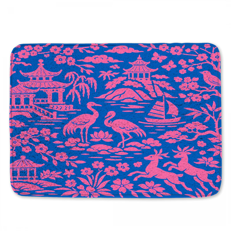 Tapis de bain rose et bleu, L 24 po x L 17 po