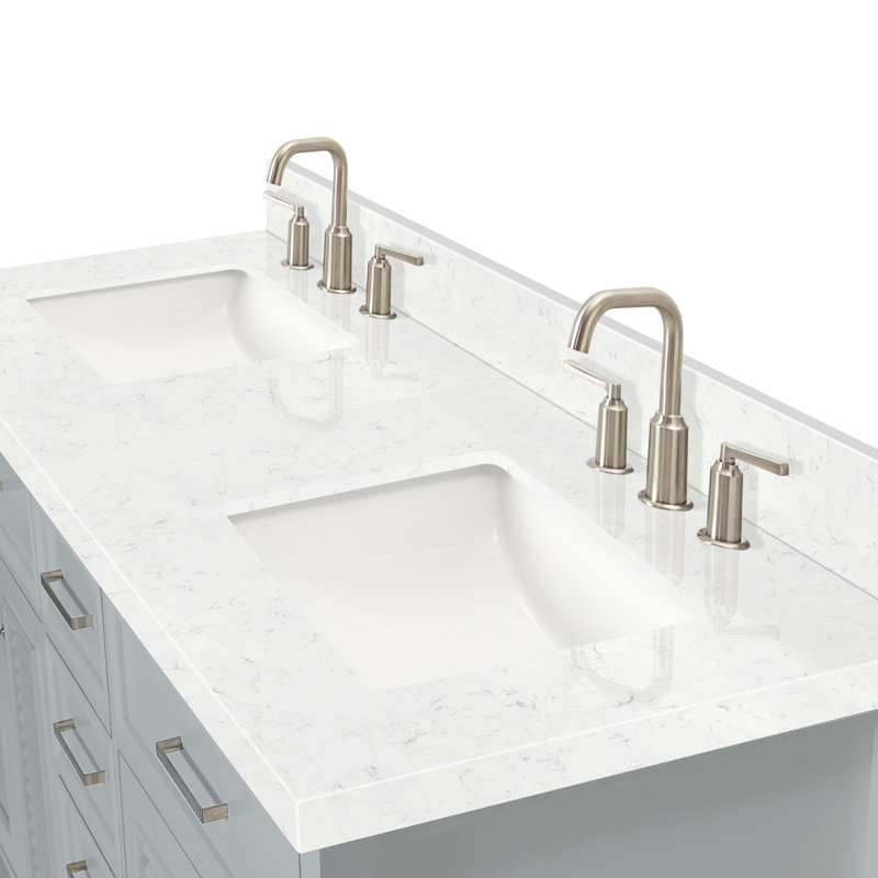 Kensington 73'' W Vanity, Gray, Carrara White Quartz, 60"
