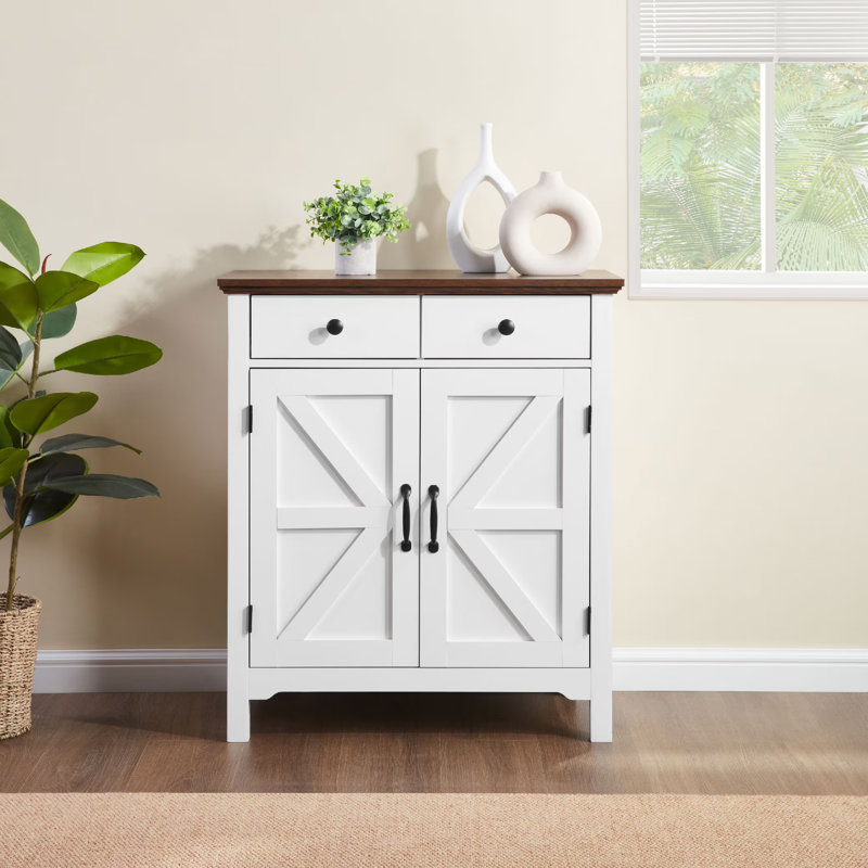 Buffet blanc avec 2 portes, buffet moderne avec rangement