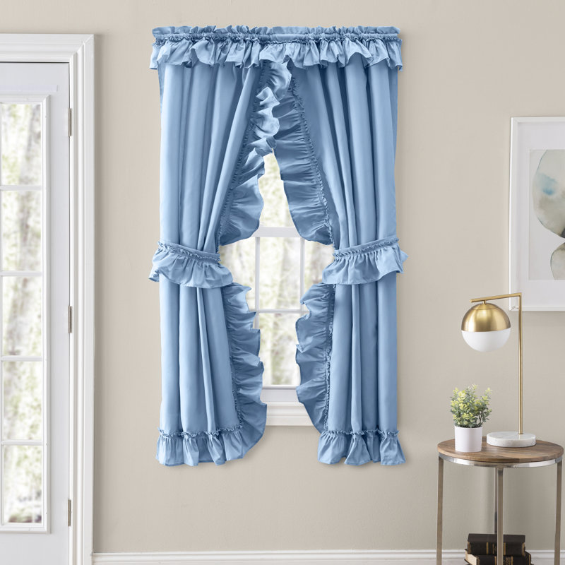 Ellis Cotton Blend Semi Sheer Curtain Pair, 27" W x 63" L, Slate