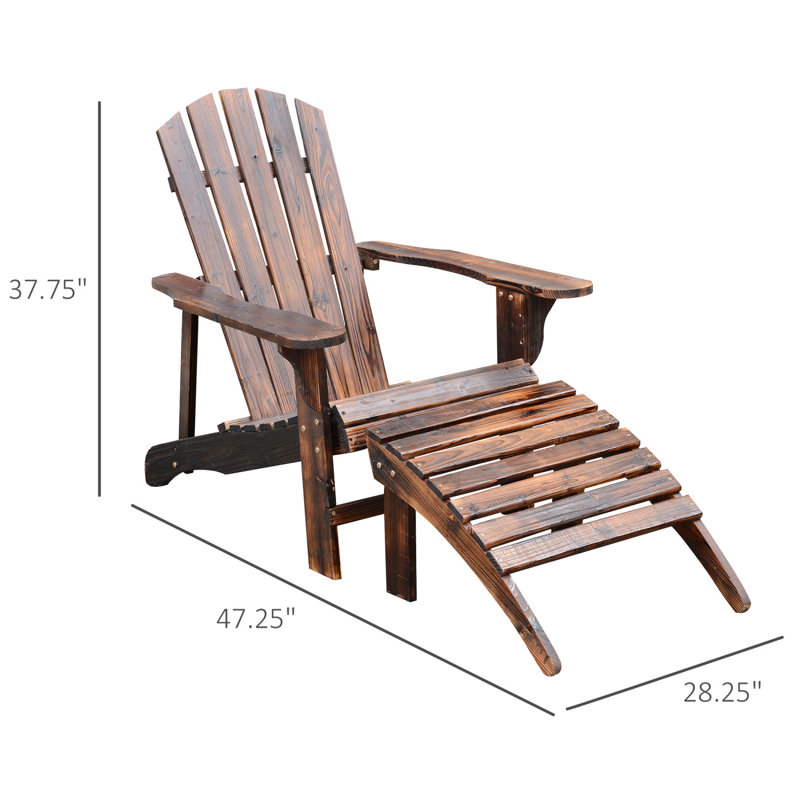 Chaise longue d'extérieur en bois avec repose-pieds Adirondack