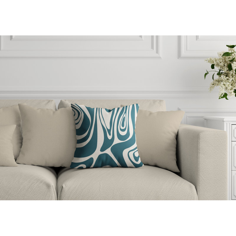 Cooper Outdoor Reversible Throw Pillow, Turquoise, 17H" x 17W"