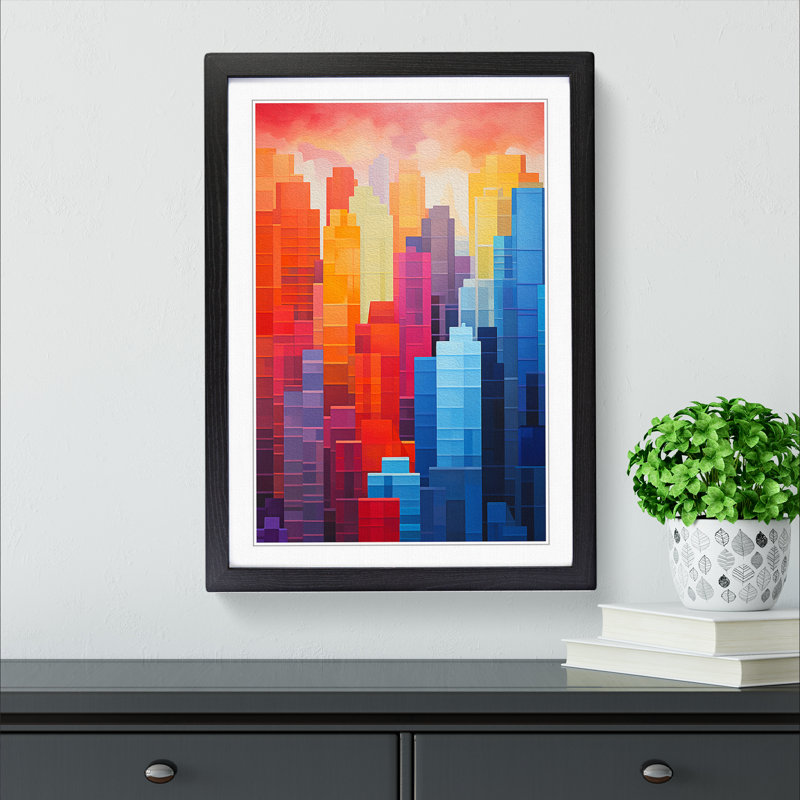 New York Colour Field - Single Picture Frame Print on Wood, Black Framed, 64cm H x 46cm W x 2cm D